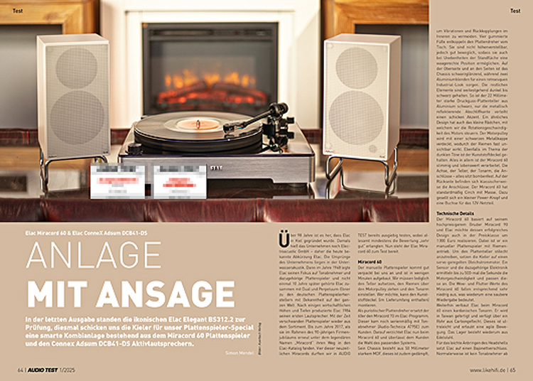 AUDIO TEST Ausgabe 01 2025 Magazin Elac Miracord 60 Plattenspieler