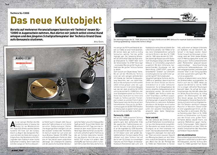 AUDIO TEST Ausgabe 01 2025 Magazin Technics SL-1300G Plattenspieler