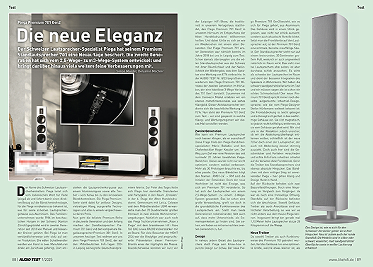 AUDIO TEST Ausgabe 01 2025 Magazin Piega Premium 701