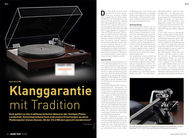 AUDIO TEST 02 2025 Magazin Dual Plattenspieler