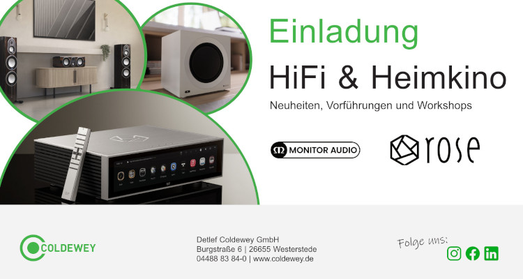 HiFi-Event: Monitor Audio und HiFi Rose bei Coldewey in Westerstede am 4. & 5. April 2025