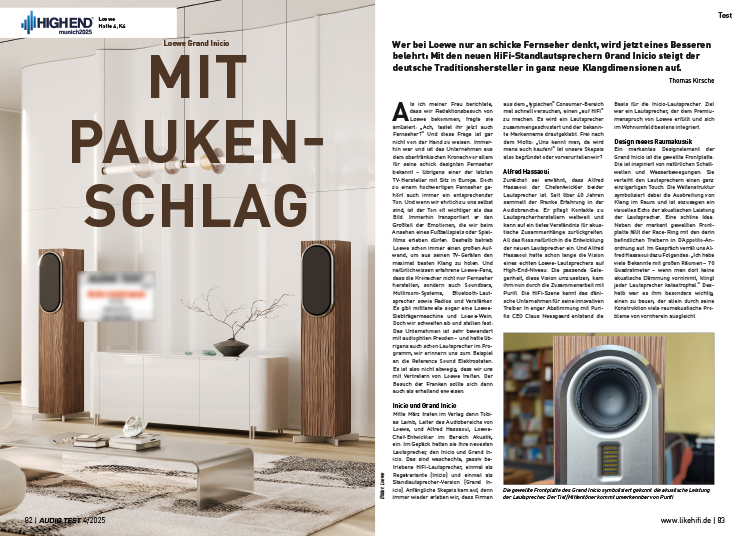 AUDIO TEST Ausgabe 04 2025 Magazin Loewe Grand Inicio Lautsprecher High End