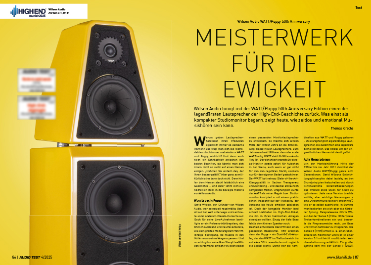 AUDIO TEST Ausgabe 04 2025 Magazin Wilson Audio Watt/Puppy Lautsprecher High End