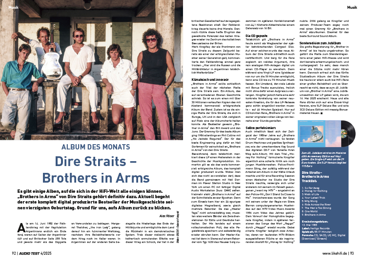 AUDIO TEST Ausgabe 04 2025 Magazin Dire Straits Album