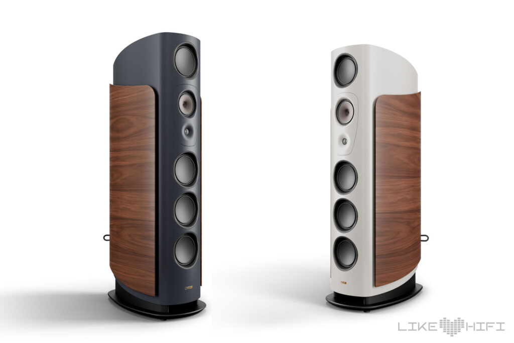 Canton Reference Alpha 1  und Alpha 2 Standlautsprecher in Blau und grau