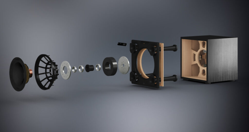 Explosionszeichnung des Subwoofers Dali V-16 F