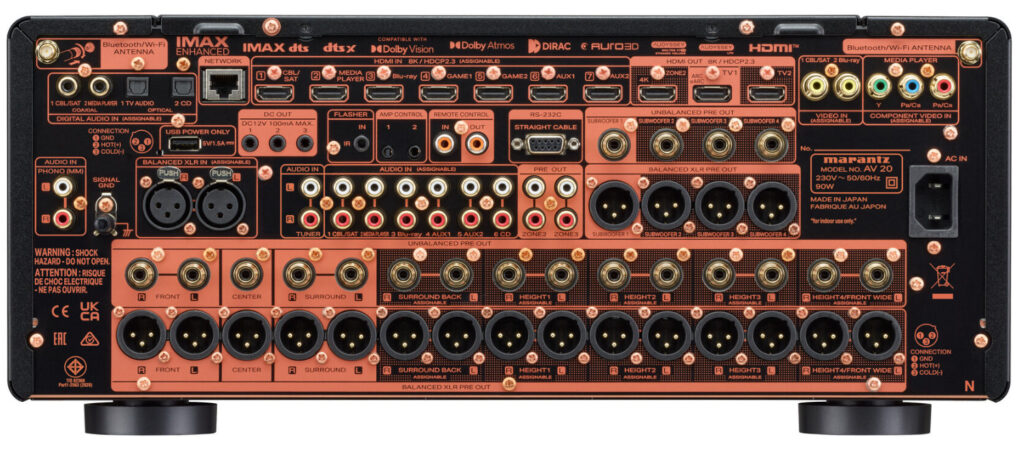 Rückseite des Marantz AV 20 mit Anschlüssen