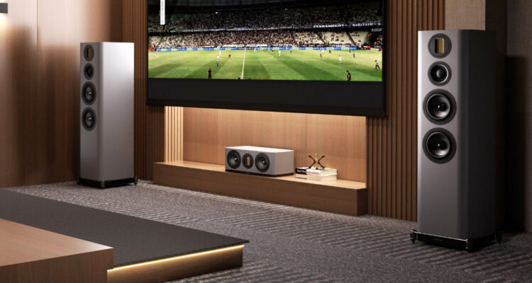 Wharfedale Evo 5 Lautsprecher in einem Heimkino-Setup