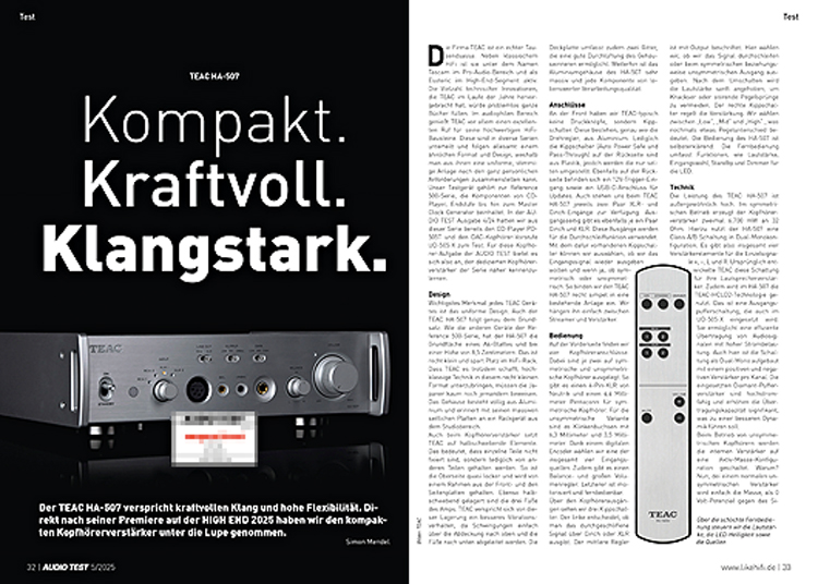 AUDIO TEST Ausgabe 05 2025 Magazin TEAC HA-507  Kopfhörerverstärker