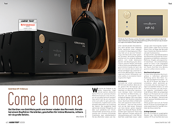 AUDIO TEST Ausgabe 05 2025 Magazin Gold Note HP-10 Deluxe Kopfhörerverstärker