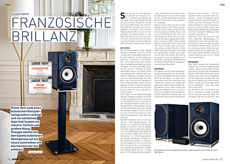 AUDIO TEST Ausgabe 05 2025 Magazin Triangle Capella Aktivlautsprecher