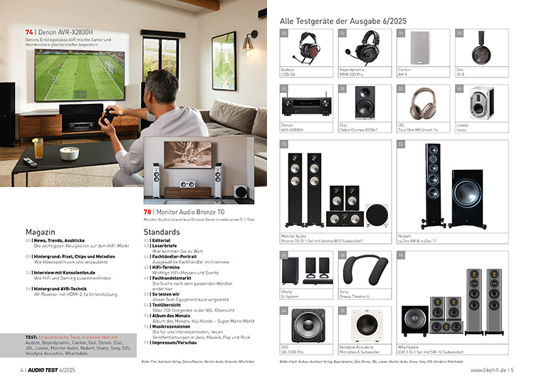 AUDIO TEST Ausgabe 06 2025 Magazin Inhalt HIFi Gaming