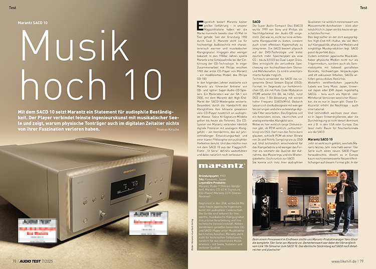 AUDIO TEST Ausgabe 07 2025 Magazin Marantz SACD 10 Player High End