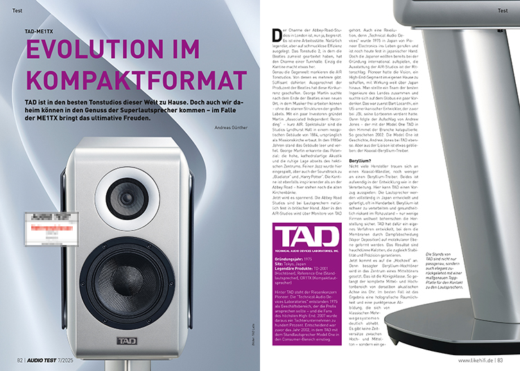 AUDIO TEST Ausgabe 07 2025 Magazin TAD Labs ME1TX Lautsprecher High End