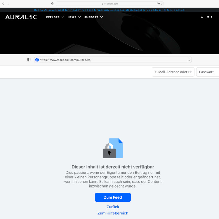 US-Website von Auralic Screenshot